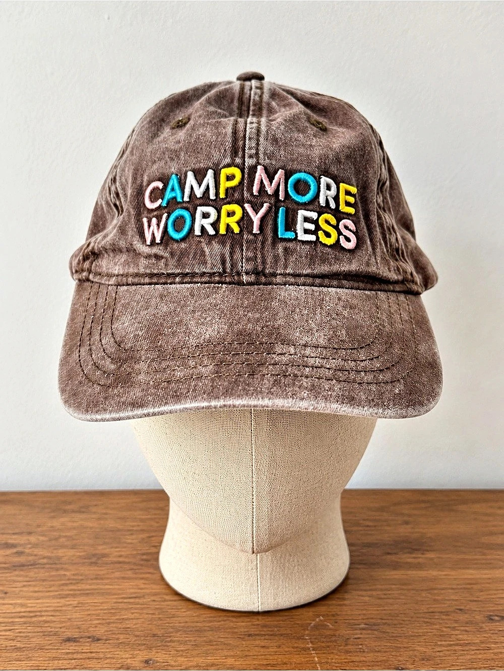Time and Tru Camp More Worry Less Baseball Cap Brown